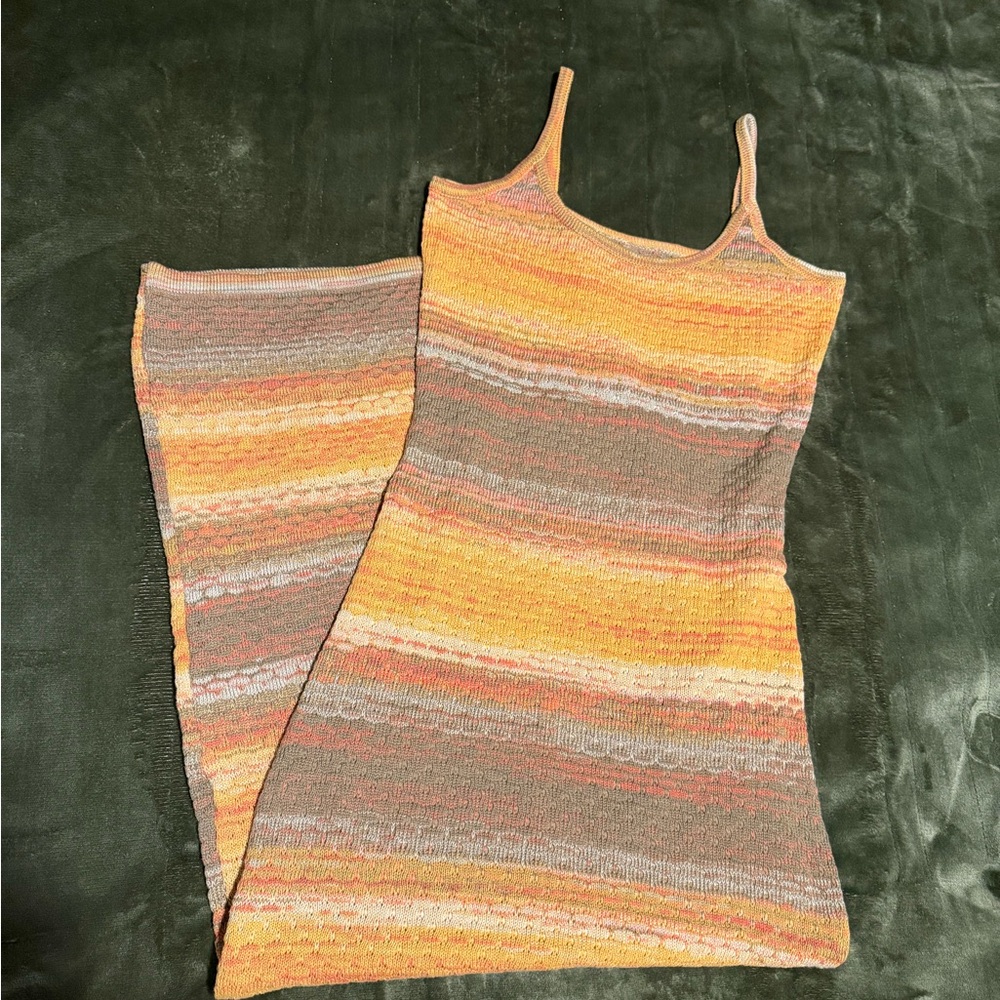 Striped Knit Maxi Dress in Yellow and Tan